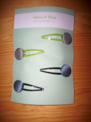 Button Snap Clips sage and blue