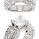 Wide Sterling Silver Engagement Ring