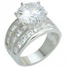 Sterling Silver Wide 10mm Round CZ Bridal Ring