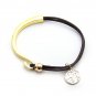 Stylish Bracelet Gold Metal with Leather String