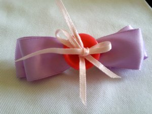 Button Hair Bow Barrette