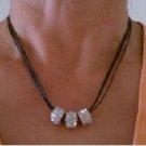 Stylish Leather thread necklace with 3 bling bling rings