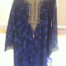 Designer Indian/Pakistani 3 PCS. Embroidered Formal Suit, Navy Blue