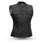 First manufacturing Women FIL516DM | Rough Neck Raw Denim Vest