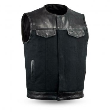 FIRST MANUFACTURING Men's Canvas Vest, COLLAR / NO COLLAR, FIL103MNZ  |  Allure