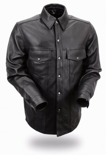 First manufacturing Men's Leather Shirt FIM403ES, Milestone