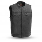 First Manufacturing Leather Vest FIM639NOC, 1.1-1.2mm Drum Dye Naked Cowhide