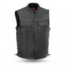 First Manufacturing Leather Vest FIM685CSL | Sniper, Drum Dye Naked Cowhide