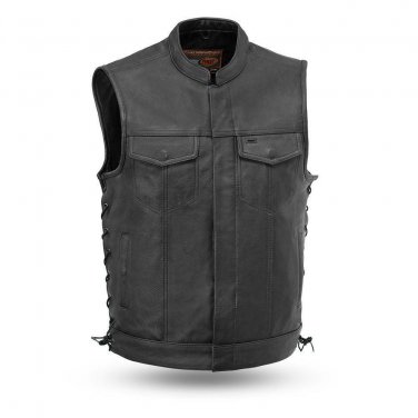 First Manufacturing Leather Vest FIM685CSL | Sniper, Drum Dye Naked Cowhide