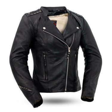 First Manufacturing Women's Leather Jacket, Black Widow, FIL191SDMZ