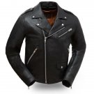 First Classics Men's "The Enforcer" Black Leather Motorcycle Jacket FIM297CLMZ