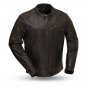 First Manufacturing Men's Leather Jacket FIM253SDC, Hipster, Distressed Black