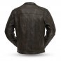 First Manufacturing Men's Leather Jacket FIM253SDC, Hipster, Distressed Black