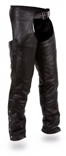 First MFG Motorcycle Riding Comfort Unisex Black Leather Chap FMM830BM | Nomad