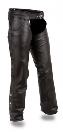 First MFG Motorcycle Riding Comfort Unisex Black Leather Chap FMM835CC | Rally
