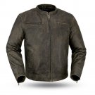 First Manufacturing Mens Jacket FIM251CTFYZ | Drifter,Distressed Cowhide Brown
