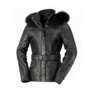 First manufacturing women jacket WBL1053, Elle 100% sheepskin and fox fur collar