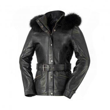 First manufacturing women jacket WBL1053, Elle 100% sheepskin and fox fur collar
