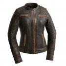 First Manufacturing Women's Leather Motorcycle Jacket, Electra - FIL198CHLZ