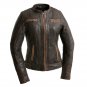 First Manufacturing Women's Leather Motorcycle Jacket, Electra - FIL198CHLZ