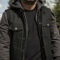 First Manufacturing Rook Men's Denim Jacket Medium, Black/Gray, FIM697DMH