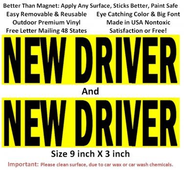 2 NEW DRIVER bumper stickers for student driver