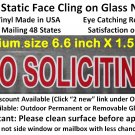 NO SOLICITING sign sticker to keep solicitors away, static Cling