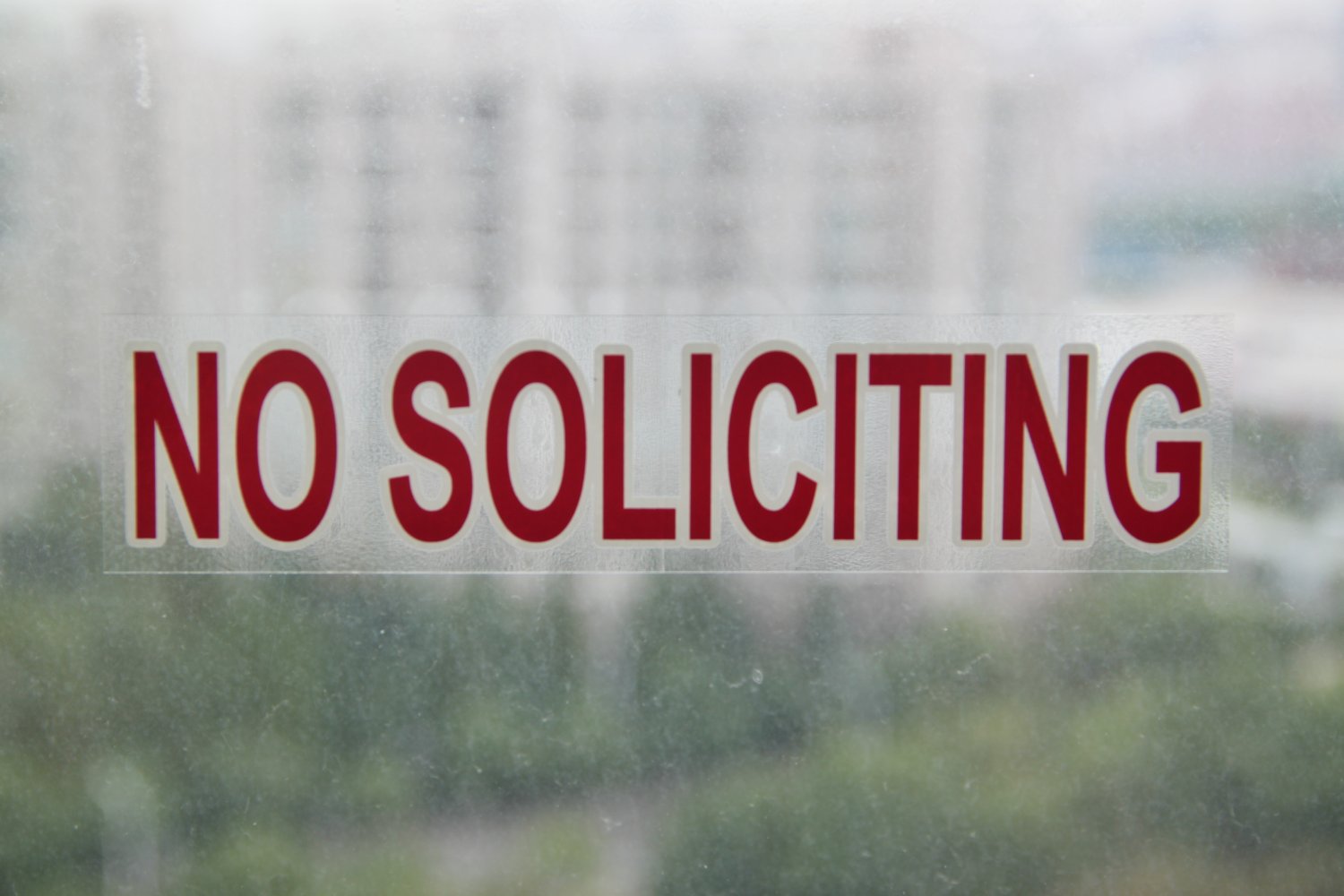 NO SOLICITING sign sticker to keep solicitors away, static Cling