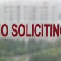 NO SOLICITING sign sticker to keep solicitors away, static Cling