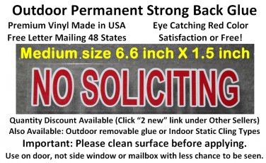 NO SOLICITING sticker sign to keep solicitors away, Permanent