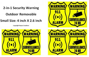 3X Warning Stickers Security ALARM and video SURVEILLANCE home and office burglar alarm system