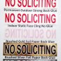 3 static indoor face cling on glass NO SOLICITING sign sticker to keep solicitors away