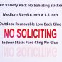 Premium Pretty 2X NO SOLICITING sign stickers, Removable Glue + Static Cling! transparent