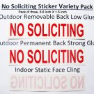 Premium Pretty 3X NO SOLICITING stickers, Variety Removable glue + Permanent glue +Static Cling!