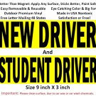 2 NEW DRIVER + Student Driver bumper stickers for novice drivers, big text and removable back glue
