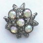 Antiqued Silvertone Button with Rhinestone Setting