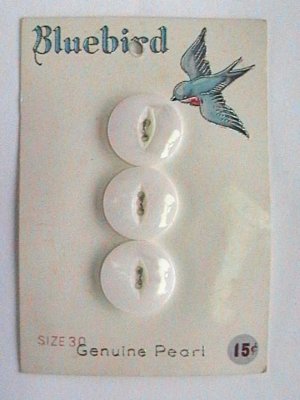 Vintage BueBird Pearl Buttons on Card