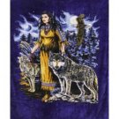 Super Plush Indian Maden w/Wolf Queen-Mink Style Blankets 79"x95"