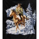 Super Plush Native American w/Horse Queen-Mink Style Blankets 79"x95"