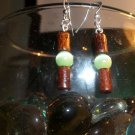 Green & Brown Wooden Dangle Earrings
