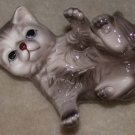 Cat Gray Porcelain  Playfully Rolling