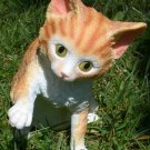 Bi-Color Cat Yellow and White Figurine 5 7/8" Tall