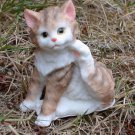 Cats Set of 3  Cleaning, Reaching, and ScratchingWhite and Brown 2"