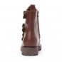 Metal Button Side Zipper Biker Boot in Brown