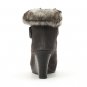 Fur at Openning lace-up platform shoe ankle boot in grey