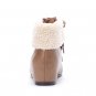 Fur at Openning lace-up platform shoe ankle boot in grey
