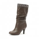 Open Diamond-bordered classic pleat high heel boot as photo