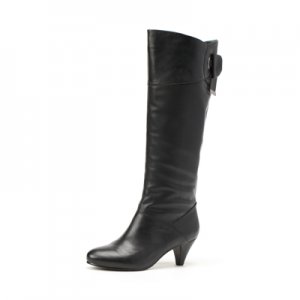 soft leather with butterfly decoration high boot in black