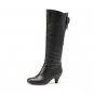 soft leather with butterfly decoration high boot in black