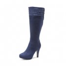 scallops decoration platform knee high boot in blue